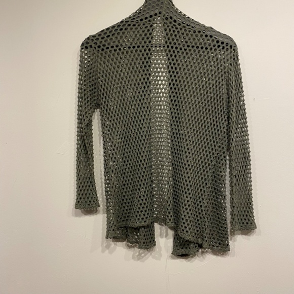 **$5 SALE** Green Open Knit Open Front Light Weight Cardigan Top - Picture 2 of 2
